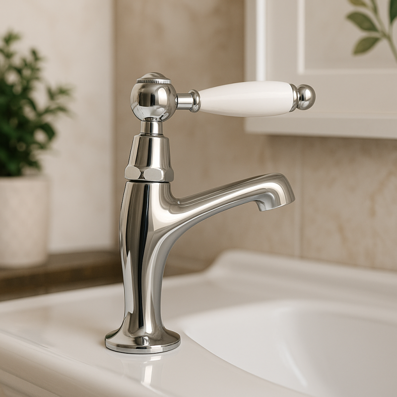 PB класически чешмичка за фонтан с бяла ръкохватка за студена вода, малък модел, хром 1208854162